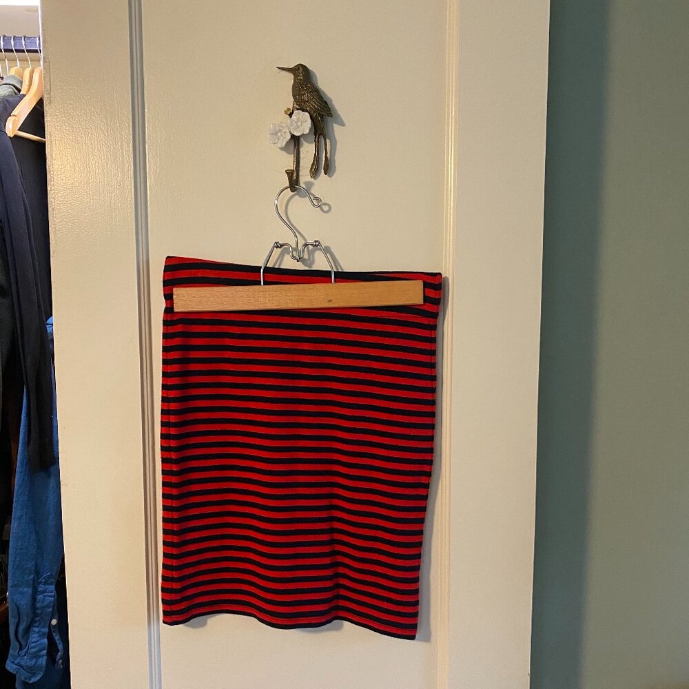 Madewell Bodycon Navy and Red Striped Skirt, Size Small